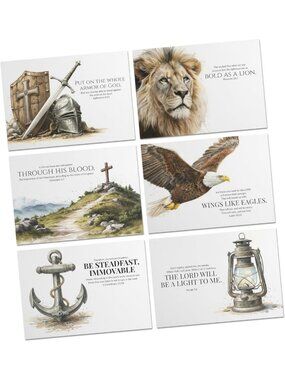 Inspirational Scripture Cards for Men – 24 Note Cards with Envelopes, 6 Designs